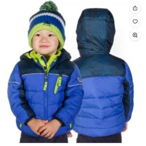 Snozu Dark Blue and Bright Green Jacket, sz 6, NWT